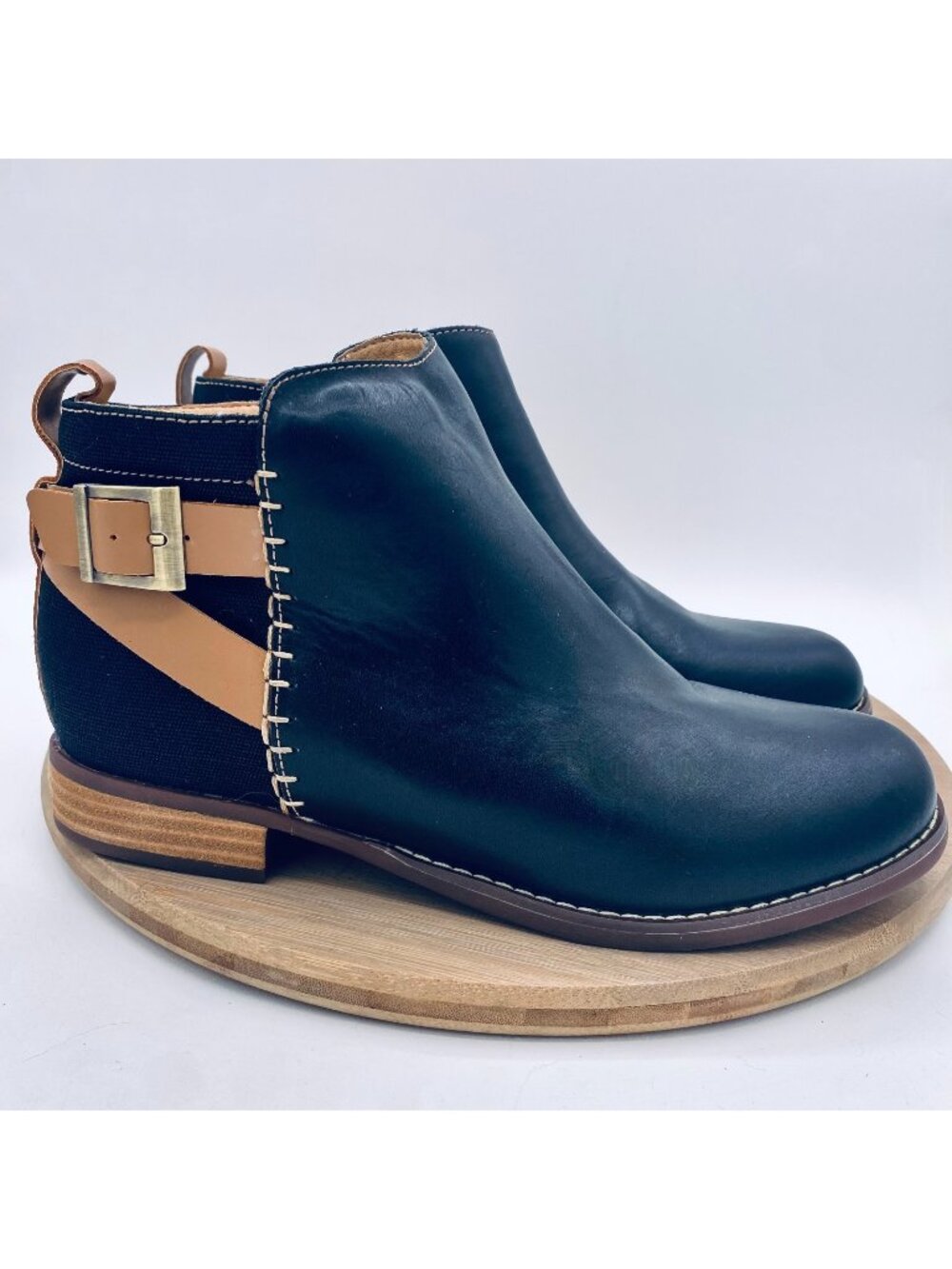 Spenco Harness Boots Womens 9 40 Black Leather Dove Creek Ankle Zip